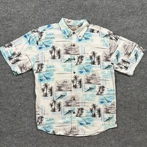 Clearwater Outfitters Mens Button Down Shirt Size L No Bad Day Hawaiian Graphic